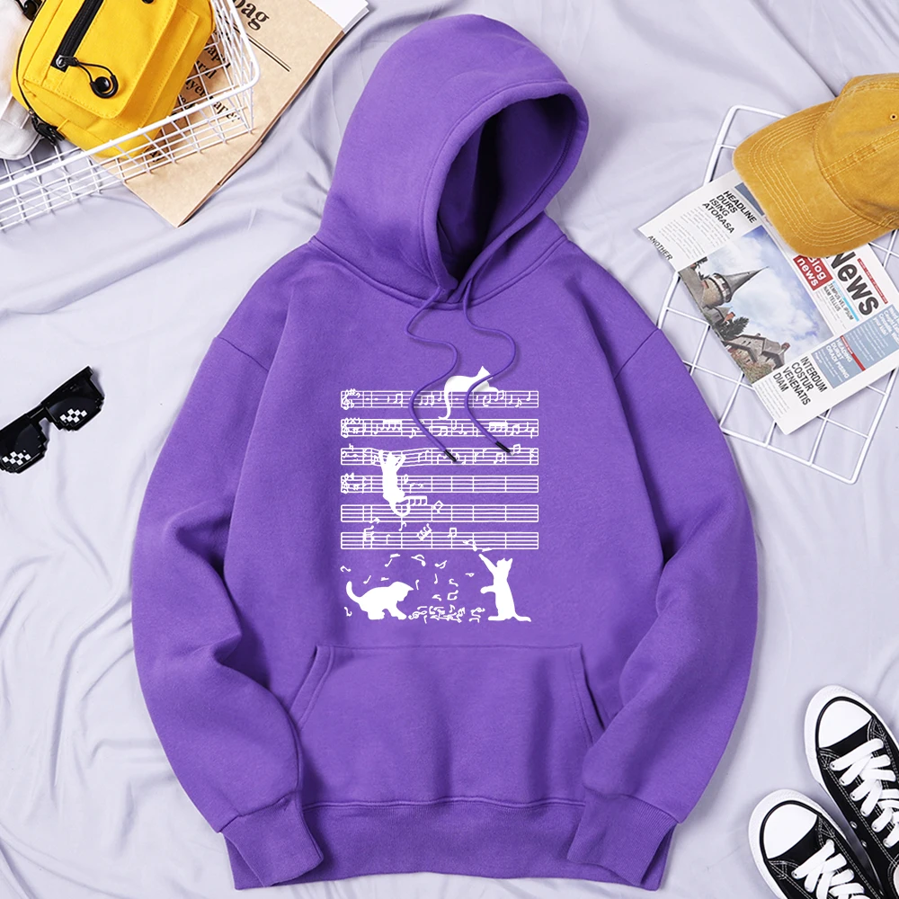 

Cat Crawling On Sheet Music Funny Male Hooded Fleece Casual Streetwear Outdoor Hip Hop Hoodie Fashion Fleece Male Sweatshirts