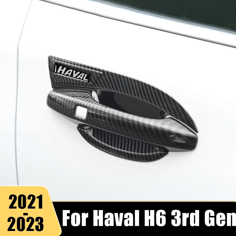 

For Haval H6 3rd Gen 2021 2022 2023 GT DHT-PHEV ABS Carbon Car Outer Door Handle Catch Cover Protection Trim Sticker Accessories