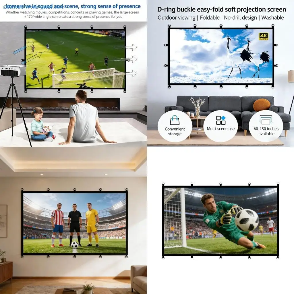 Schermo per proiettori A3PD 16:9 D Ring in poliestere resistente per film e sport