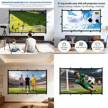 Schermo per proiettori A3PD 16:9 D Ring in poliestere resistente per film e sport
