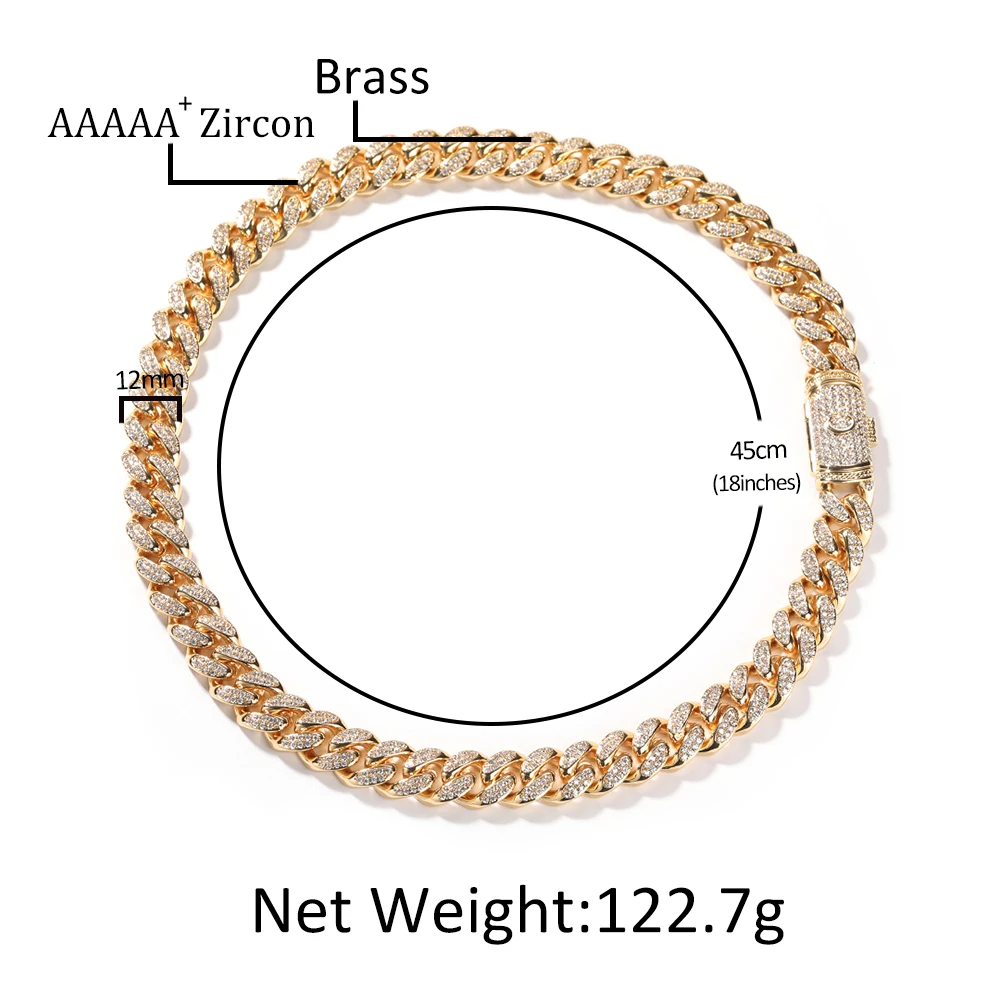 THE BLING KING Custom Bail Initial Letter A-Z 12mm Miami Cuban Chain Iced Out 5A Cubic Zirconia Charm Necklace Hiphop Jewelry