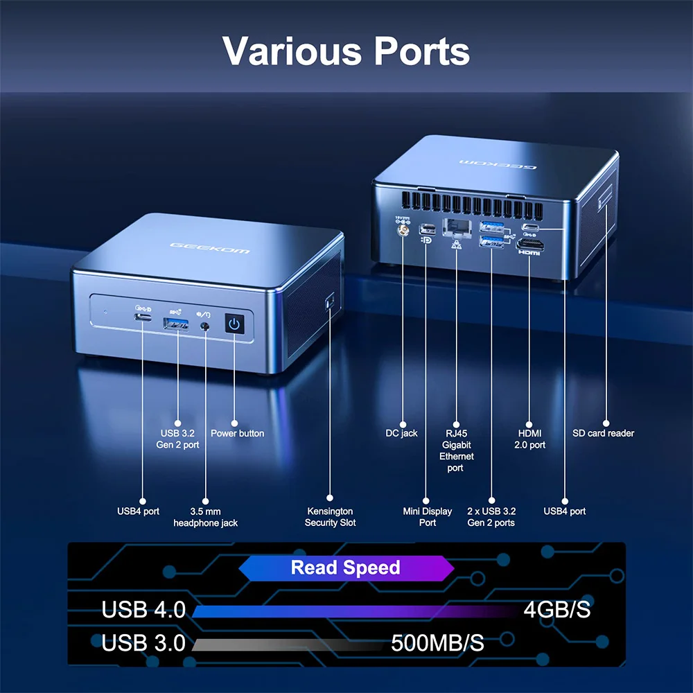 GEEKOM-Mini PC IT11, Intel Core i7-11390H, 4 núcleos, hasta 5,0 GHz, 32GB de RAM, 1TB, SSD, WiFi, 6, Bluetooth 5,2, 3 x USB 3,2, 1 x lector de