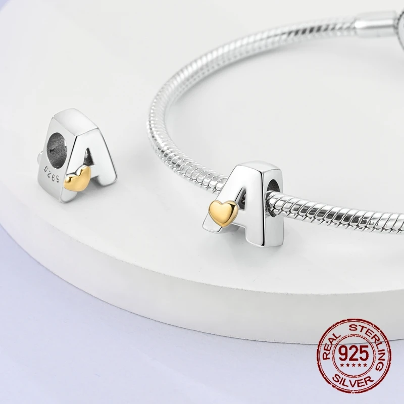Abalorio De Plata De Ley 925 Con Letra Para Pulseras Pandora