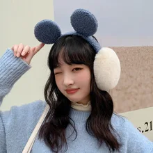 Coreano cabelo hoop earmuffs uma peça inverno feminino quente earmuffs bonito estudante frio à prova de vento earmuffs espessamento urso orelha saco