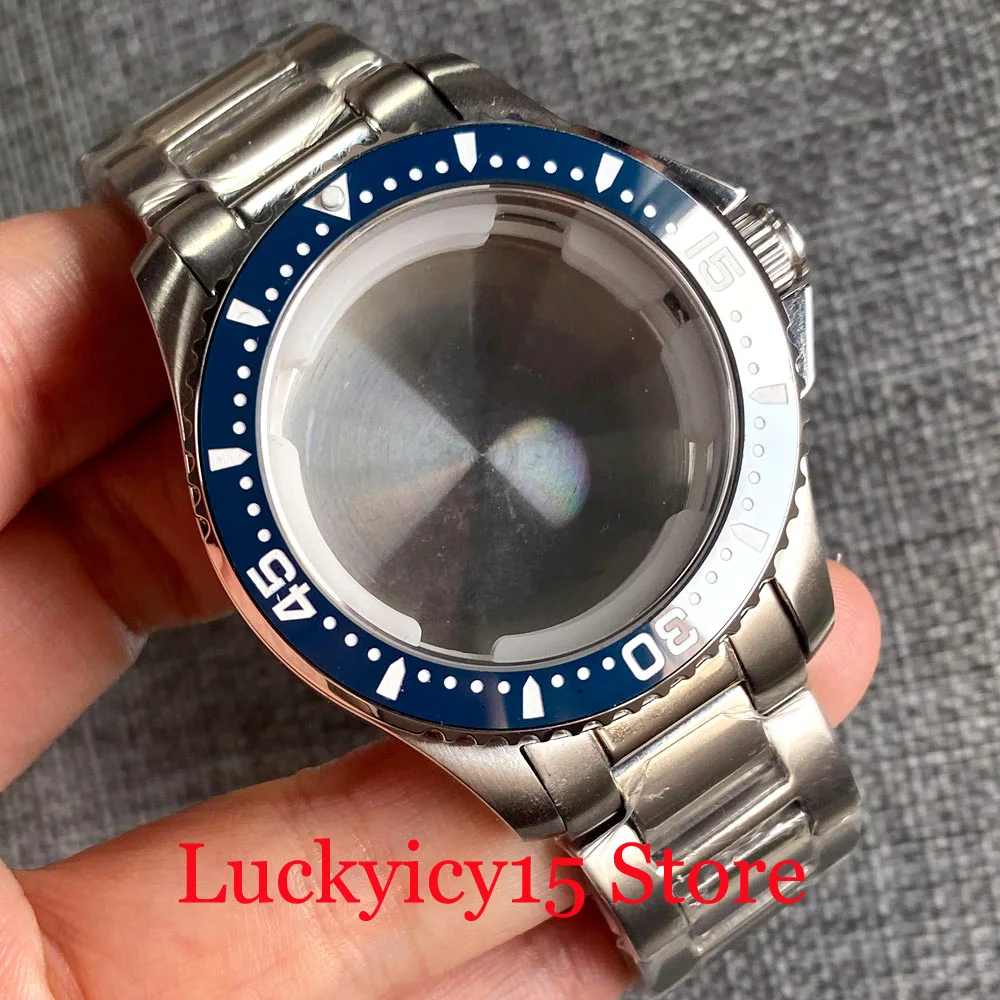 

New Blue Ceramics Bezel 40MM SUB Watch Case Solid Back Sapphire Crystal Fit MINGZHU 3804 DG 2813 MIYOTA 8215 ETA2836 Movement