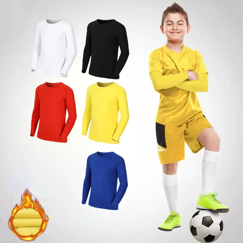 Kids Children Boy Girl Compression Running Long T Shirt Fitness Sport Basketball Football Gym Sportswear Thermal Soccer Clothes Sports Long Sleeved T Shirt