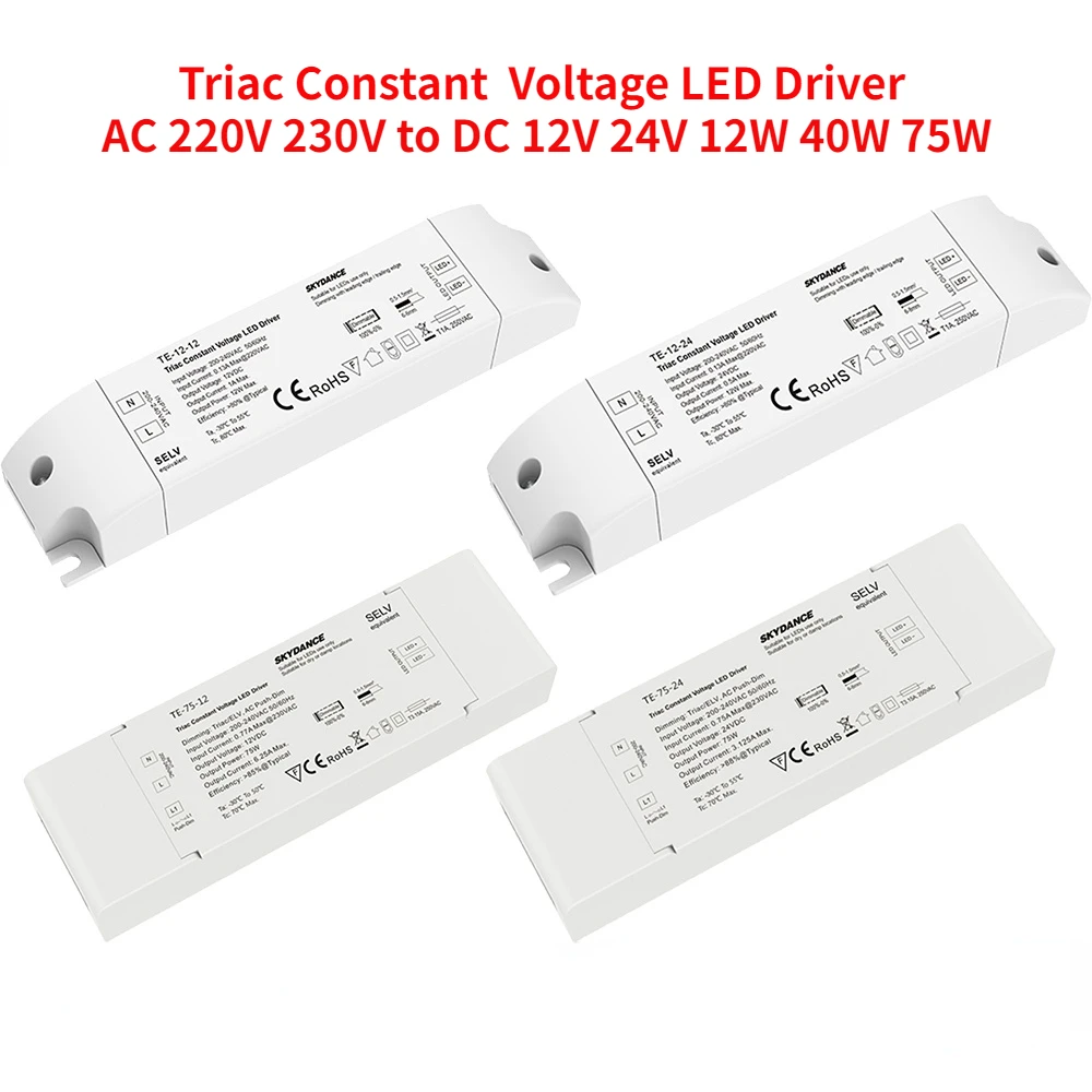 Driver Dimmer Triac Led A Tensione Costante Ac 220V 230V A Dc 12V 24V 12W 40W 75W Pwm Dimmer Digitale 0-100% Per Lampada A Luce Led