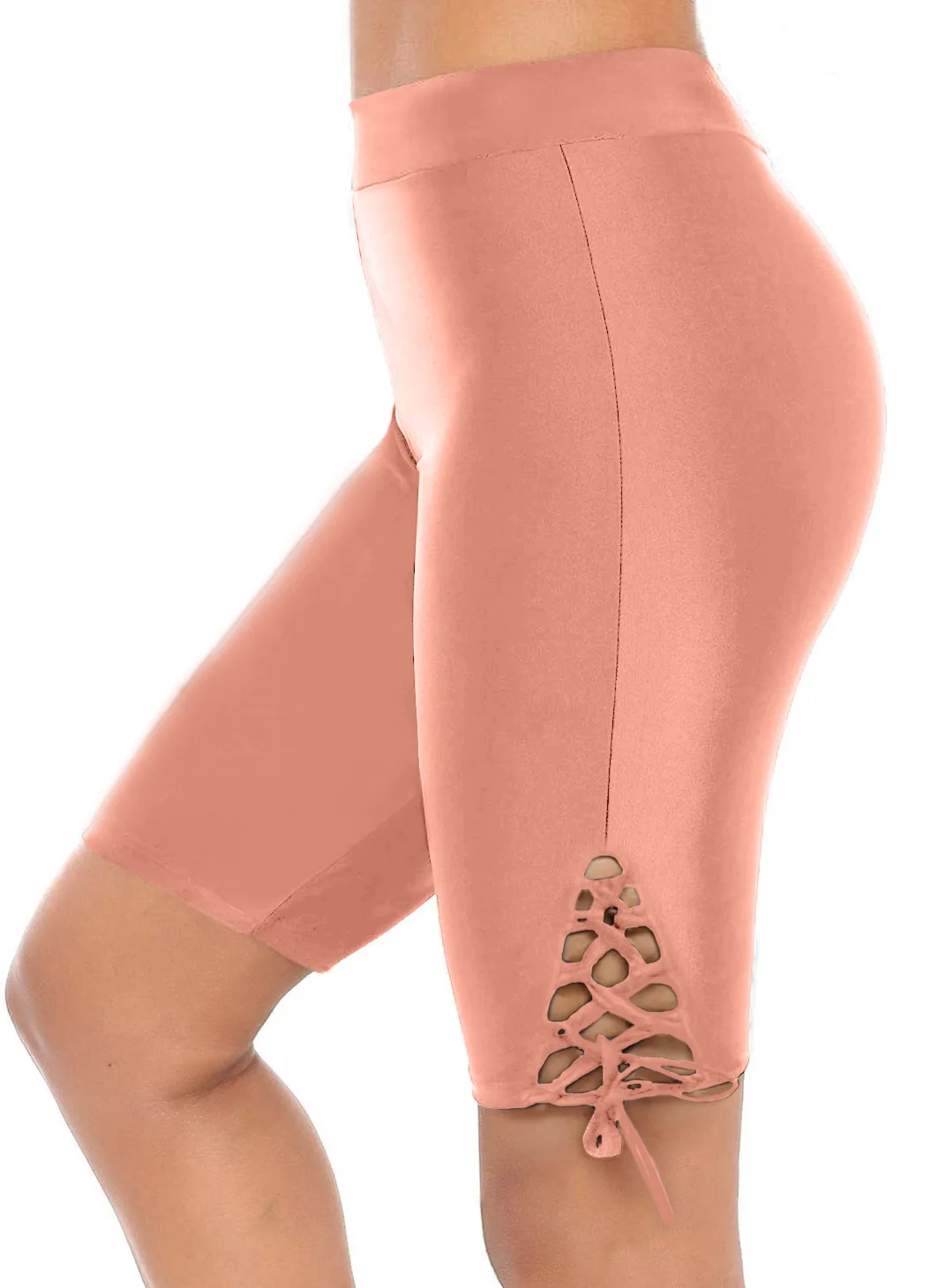 Giolshon Summer Women High Waist Swim Shorts Cropped Mid-Length Sport Surfing Leggings Swimwear Sun Protection Pants Slim Bottom