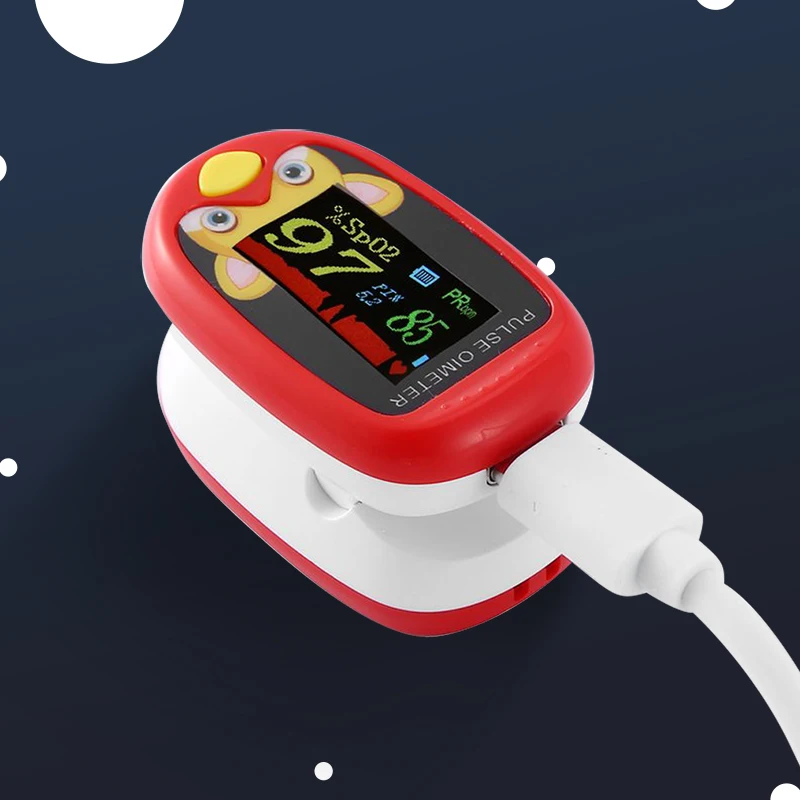 Rechargeable Child Finger Pulse Oximeter TFT Display Strap Lanyard Blood Oxygen Saturation Meter Children Kids Oximetro SPO2 finger pulse oximeter