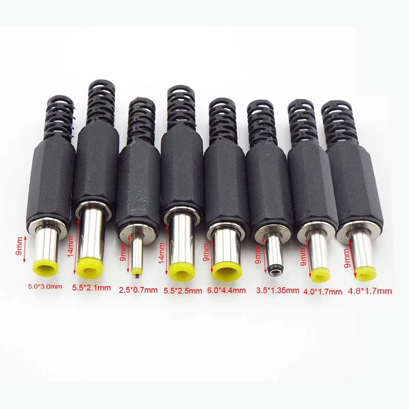 5pcs DC Male Jack Power Plug Connector Adapter 3.5x1.35 4.0x1.7 4.8x1.7mm 5.5x2.1mm 2.5 Male Jack Socket Adaptor Audio CCTV