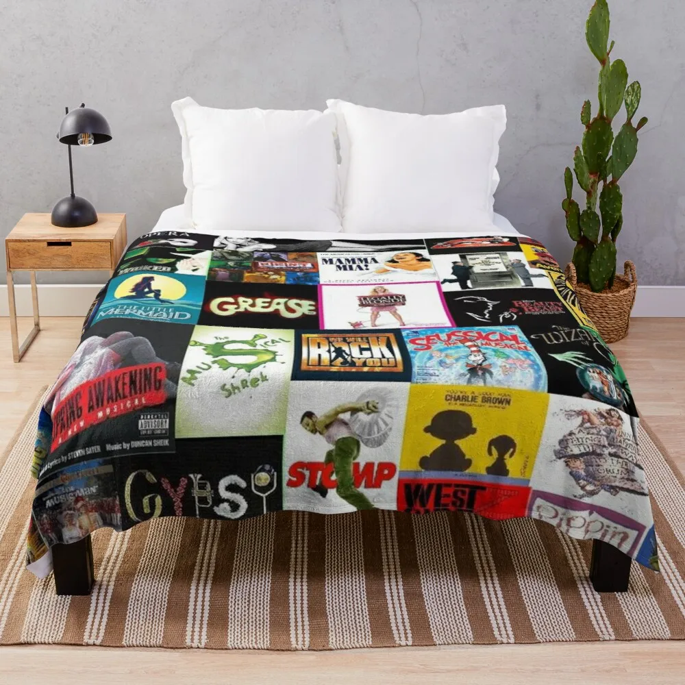 

Broadway Musical Collage 2 Throw Blanket Luxury Designer Blanket Sleeping Bag Blanket