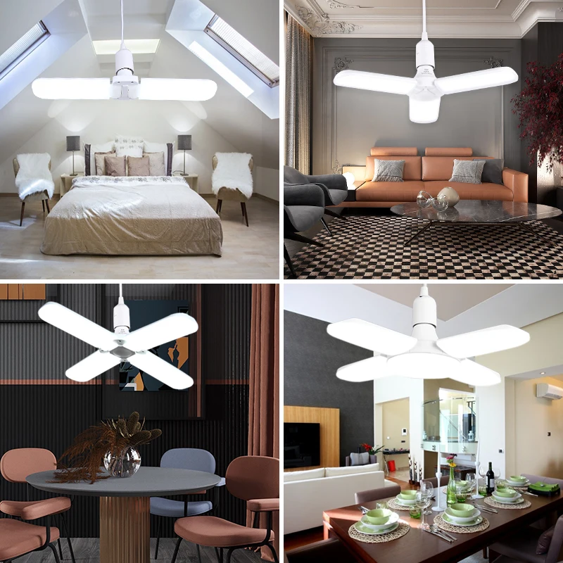 Led Ceiling Fan Lamp 30W 45W 60W Household Ceiling Lamp Indoor Kitchen Decoration Fan Leaf Globe