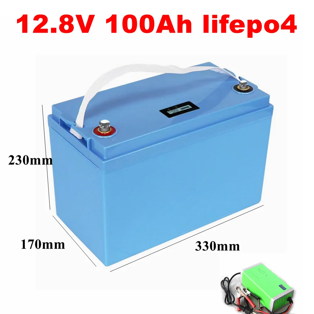 12.8V 100Ah Lifepo4 Batteria 12V 100Ah Batteria Al Litio Ferro Fosfato Per 1200W Inverter Golf Cart Camper + Caricatore 10A
