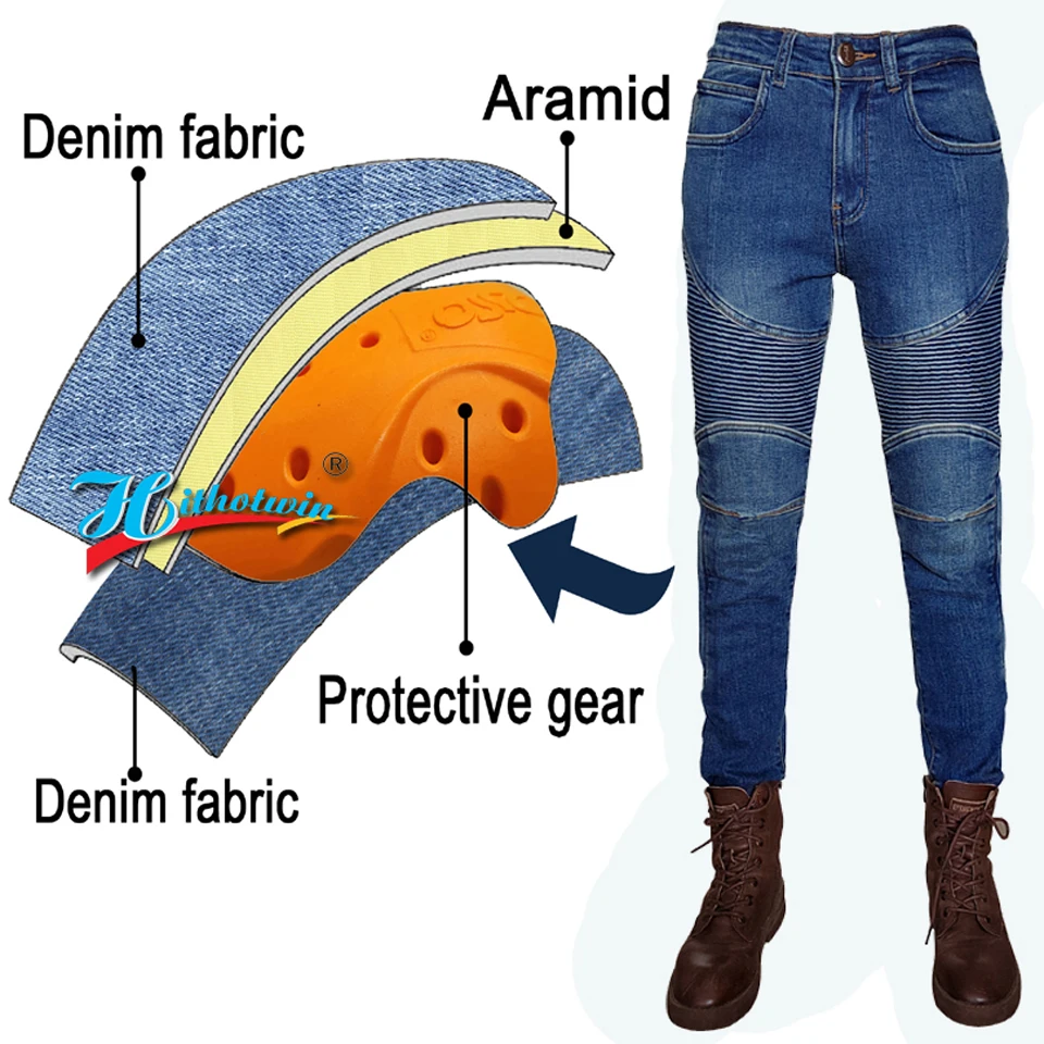 여성용 오토바이 진 케블라 바이크 팬츠 보호 장비 라이딩 투어링 모토 바지 블랙 하이웨이스트 스트리트 바이크 여성용