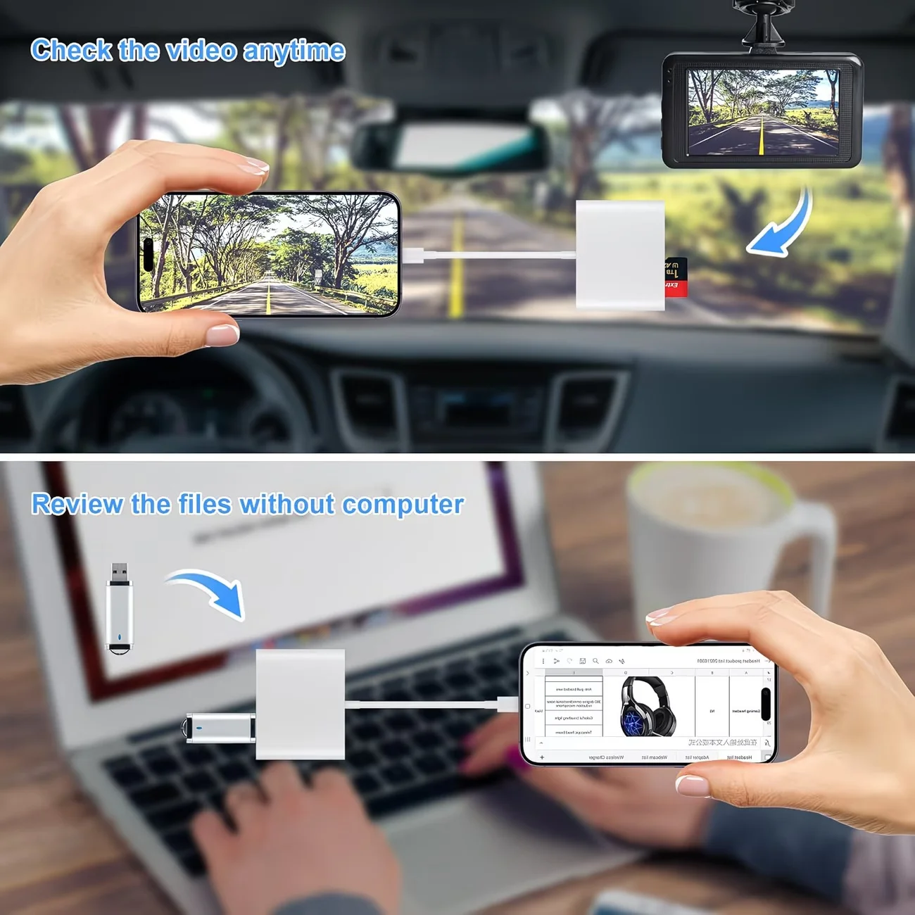 1개 3-in-1 USB C to SD 카드 리더기 (SD USB 3 포트 포함), 아이폰 15/16 Pro Max, 아이패드 Pro/Air/용 고품질 메모리 카드 어댑터