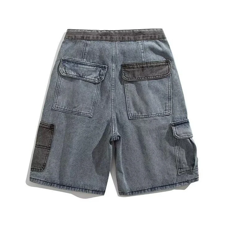 PFHQ Belt Workwear Denim Men's Shorts Straight Leg Wide Leg Patchwork Korea Fashion Casual Male Trousers 21E3258