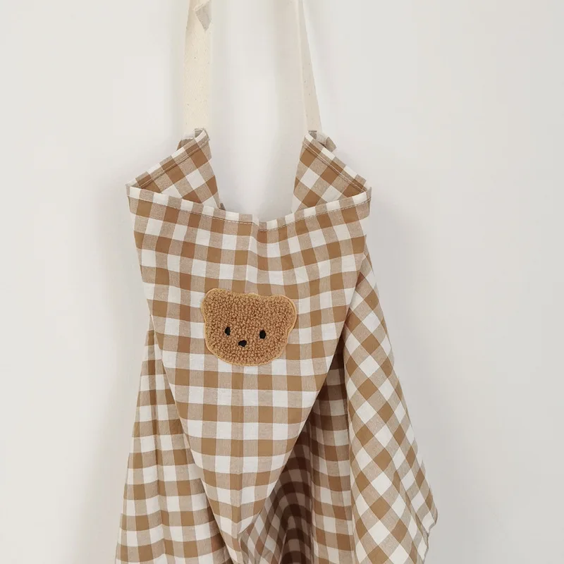 Mother Outing Breastfeeding Towel 100% Cotton Lattice Cartoon Bear Baby Feeding Nursing Towel Coverall Anti-glare Nursing cloth