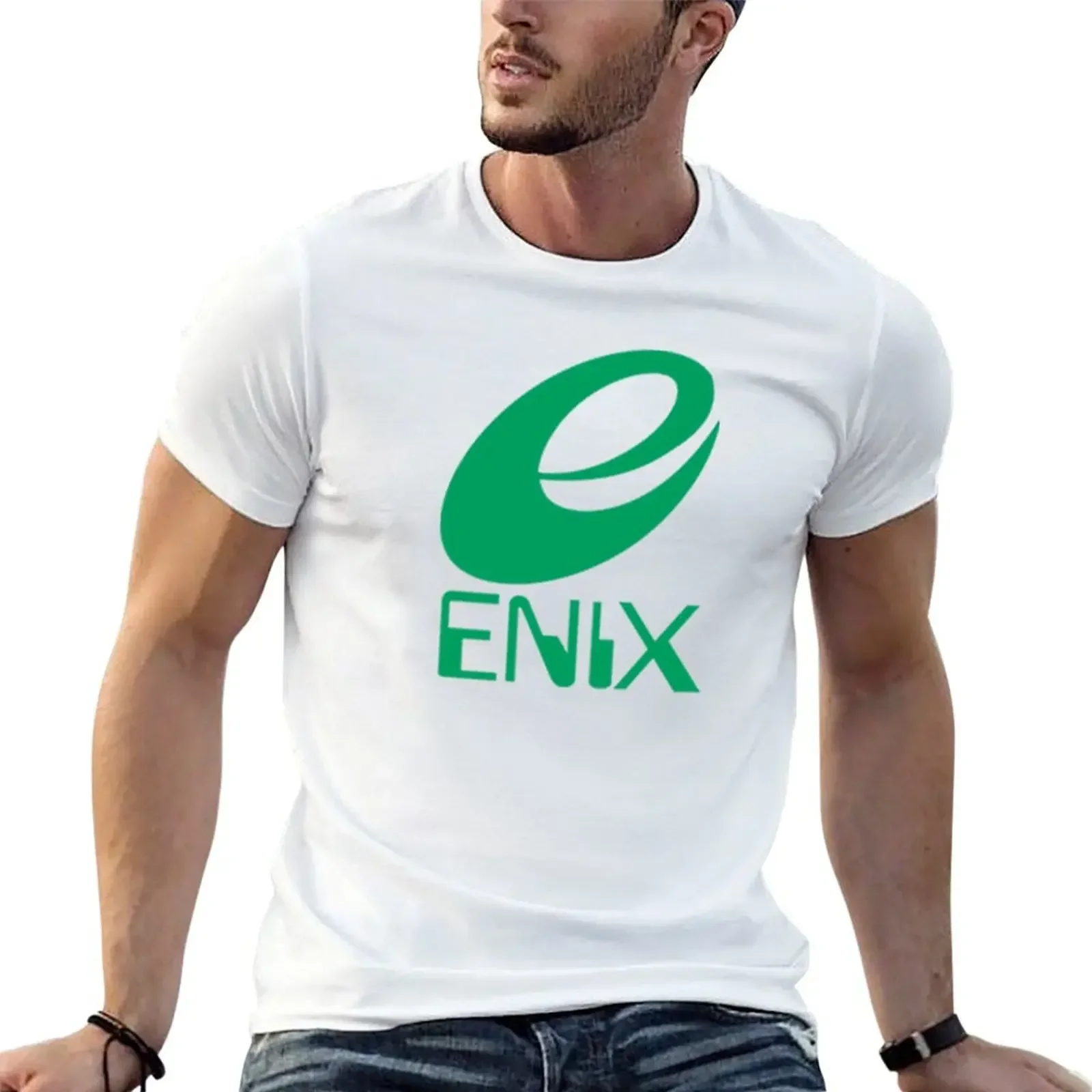 

ENIX Logo Green T-shirt vintage plus sizes boys whites Men's t-shirts