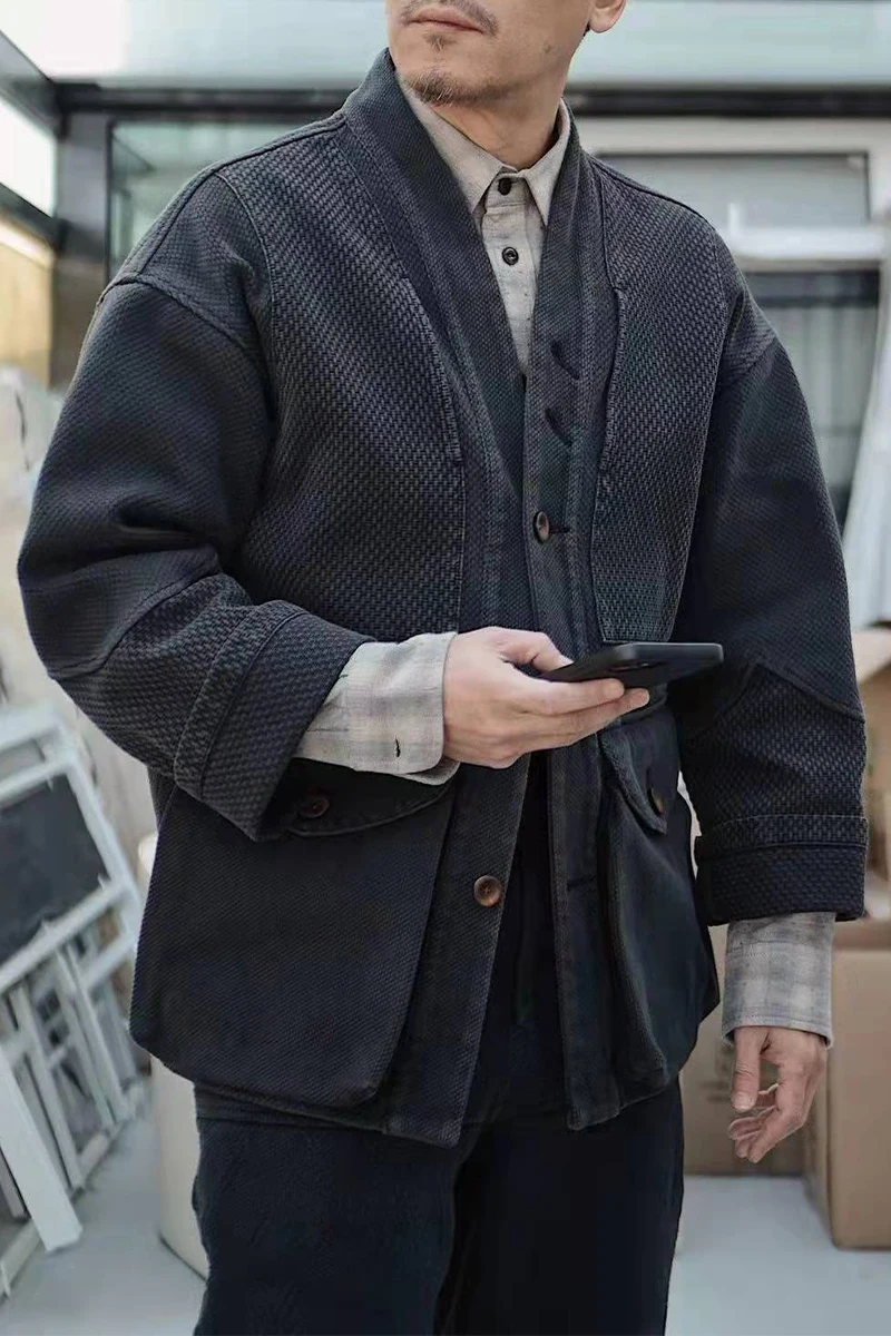 Men's Kimono Jacket Sashiko Regular Fit Japanese Style