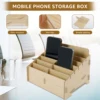 Wood Cell Phone Holder Solid Phone Storage Box Versatile Phone Holder Desktop Organizer Easy to Install Phone Management Storage 3