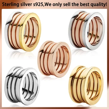 925 Sterling Silver Spring Cylinder Matching Ring Men And For Women Classic Fashion Couple Luxury Fine Jewelry High Quality