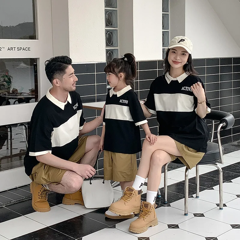 

Family Set To Mom Dad and Son Mommy and Son Matching Outfit Dad and Daughter Equal Clothes 2023 Summer Kids Top and Bottom Set