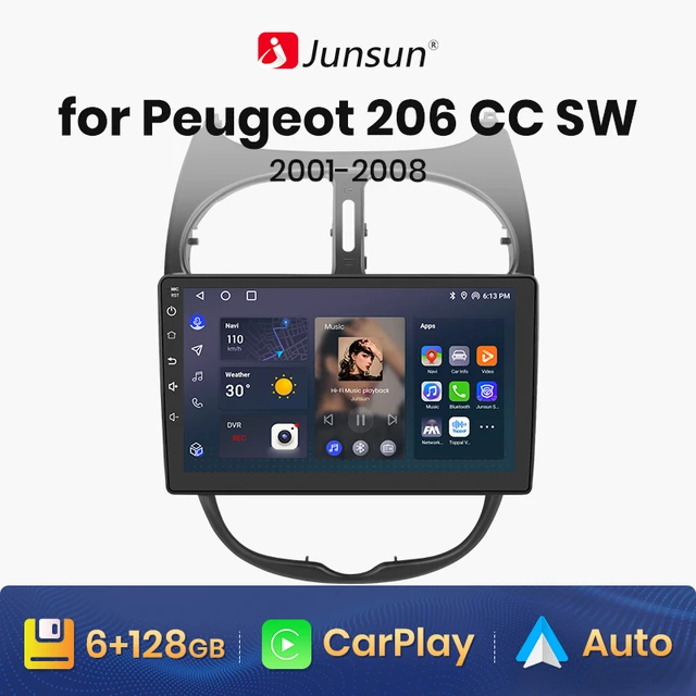 Autoradio GPS Peugeot 206 206 CC 206 SW Android 12