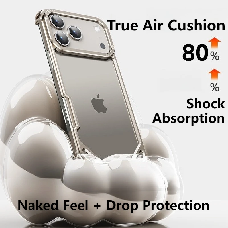 Oatsbasf Ultra-Thin Frameless Metal MagSafe Phone Case with Air Cushion Shockproof Protection