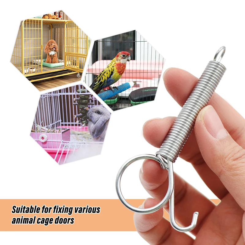 8.5cm Cage Door Spring Hook Metal Spring Hooks Sturdy Tension Fixing Spring for Wire Rabbit/Bird/Hamster Cages 5/10Pcs