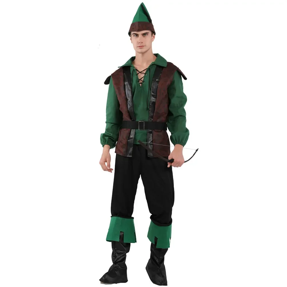 Halloween Adulto Maschio Robin Hood Green Archer Costumi Cosplay