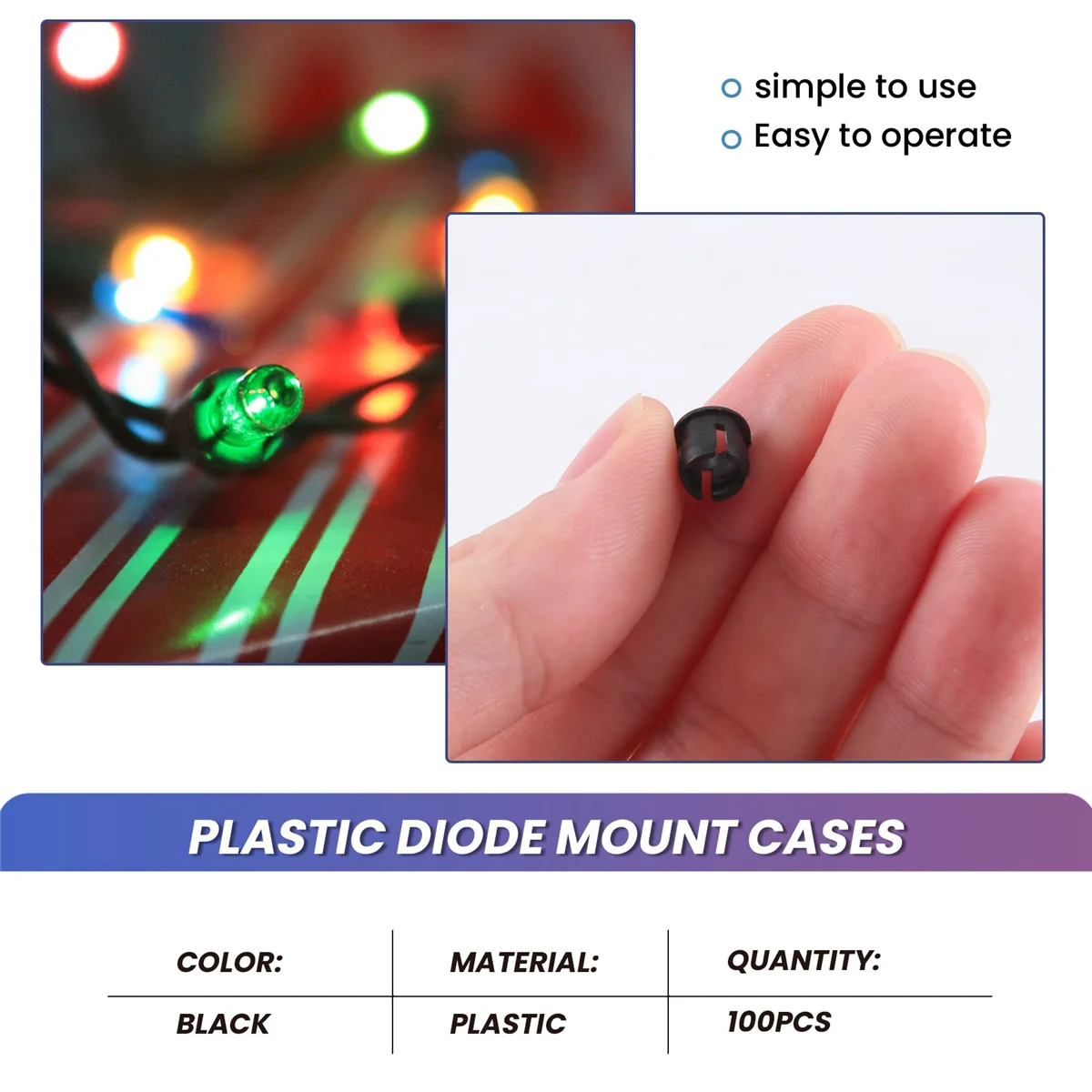 Black Plastic 5mm LED Clip Holder Display Panel Mount Cases 100 Pieces lamp holder