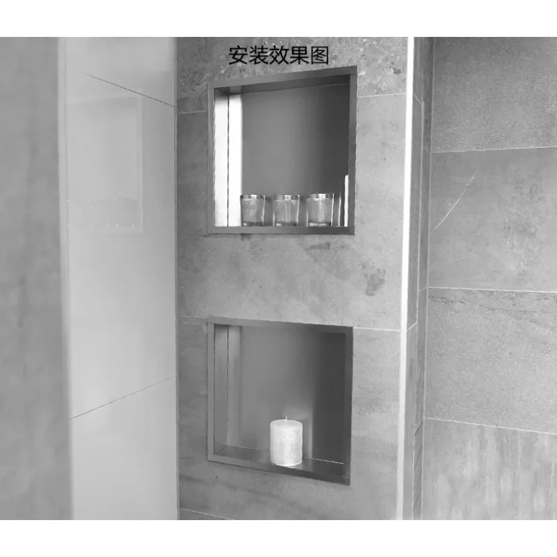 304 스테인리스 스틸 매트 블랙 벽 매립형 니치 호텔 매립형 블랙 샤워 니치 내장형 욕실 선반