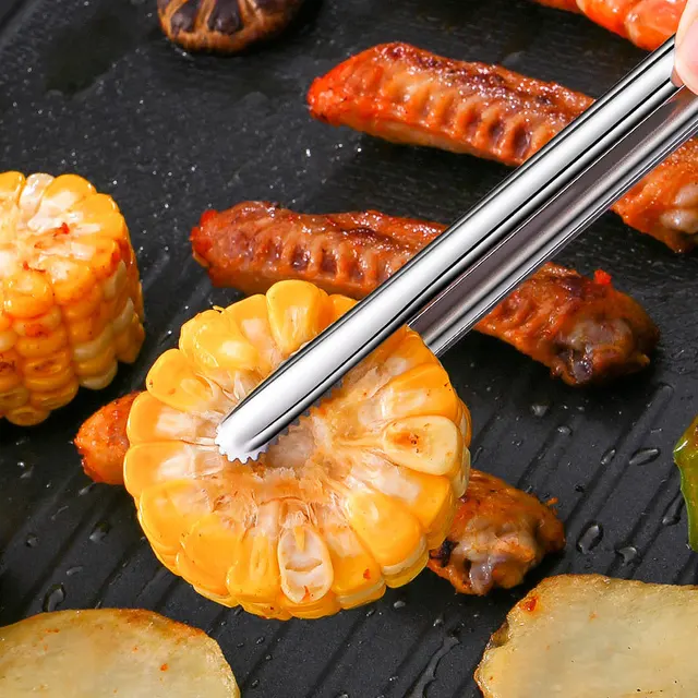Rozsdamentes Acél Grillgyökök Főzőedények Bbq Sütés Ezüst Konyhai Szerszám Kemping Clip Barbecue Svédasztalos Étterem
