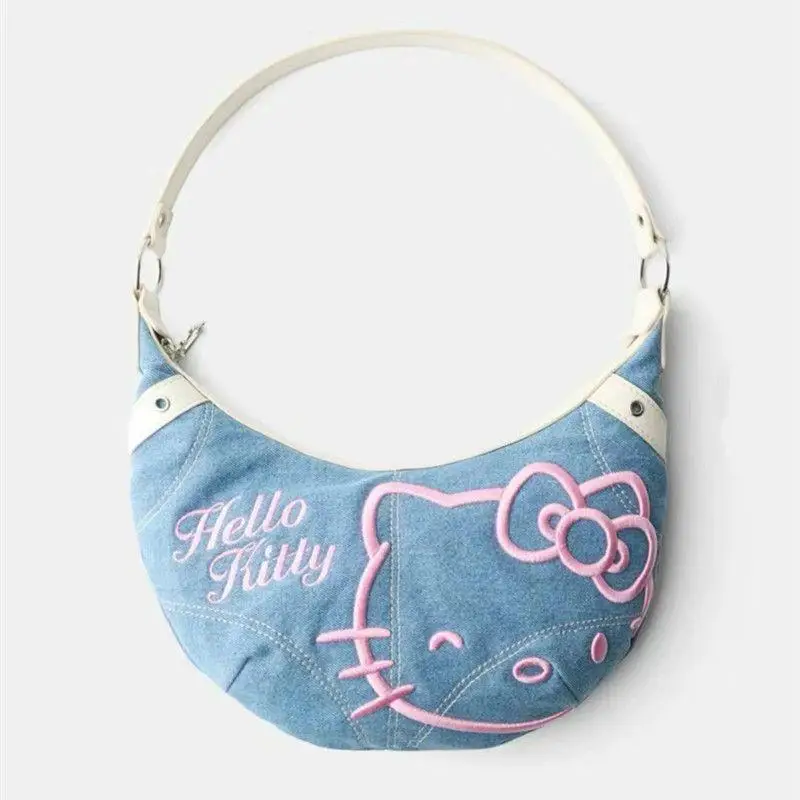 

New Kawaii Cute Sanrio Hellokitty Bag Cow Horn Bag Cowboy Bag Cowboy Embroidered Underarm Bag Birthday Gifts Girlfriend Gifts