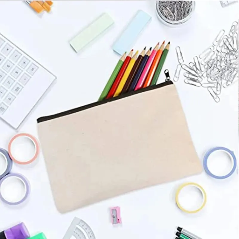 10/20/40PCS Canvas Zipper Bags Multifunctional Blank DIY Craft Pouches Pencil Bags Case Pouch For School Home Travel Supplies tote bags