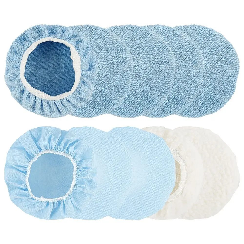 10pcs 9 To 10 Inch Car Orbital Buffer Polisher Pads Bonnets Microfibre Cover Polishing Pad Kit