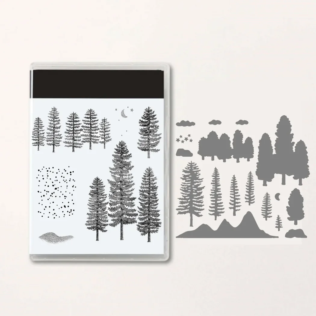 

New Arrival Trees Stamps Metal Cutting Dies Sets and Clear Stamps for DIY Scrapbooking Card Crafts Making Photo Album