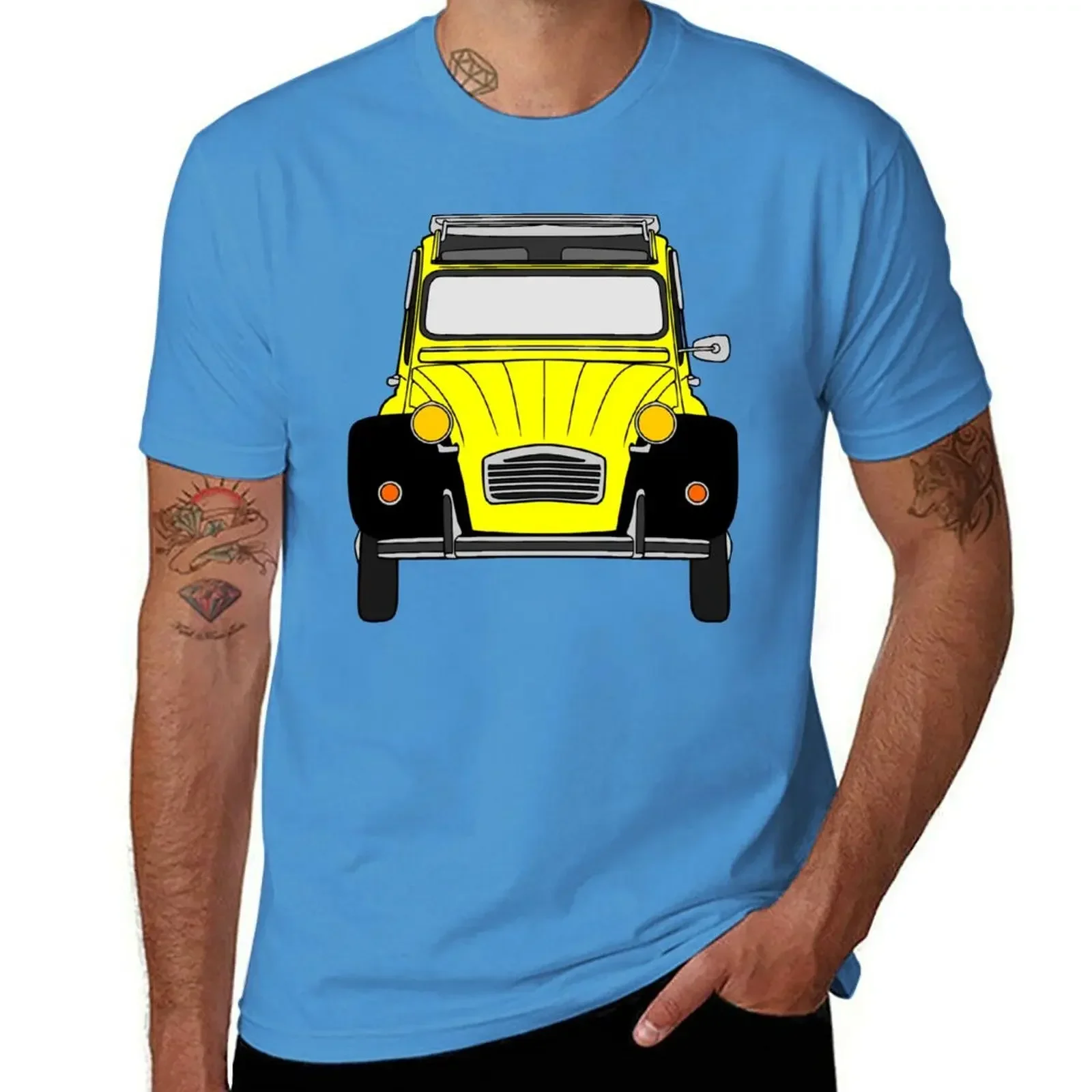 Vintage Yellow and Black Citroen 2CV Graphic Oversized T-Shirt