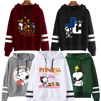 스누피 맨투맨 남녀공용 만화 프린트 후드티, 긴 소매 의류, 가을 멋진 애니메이션, 성인 패션 후드티, 의류 선물
