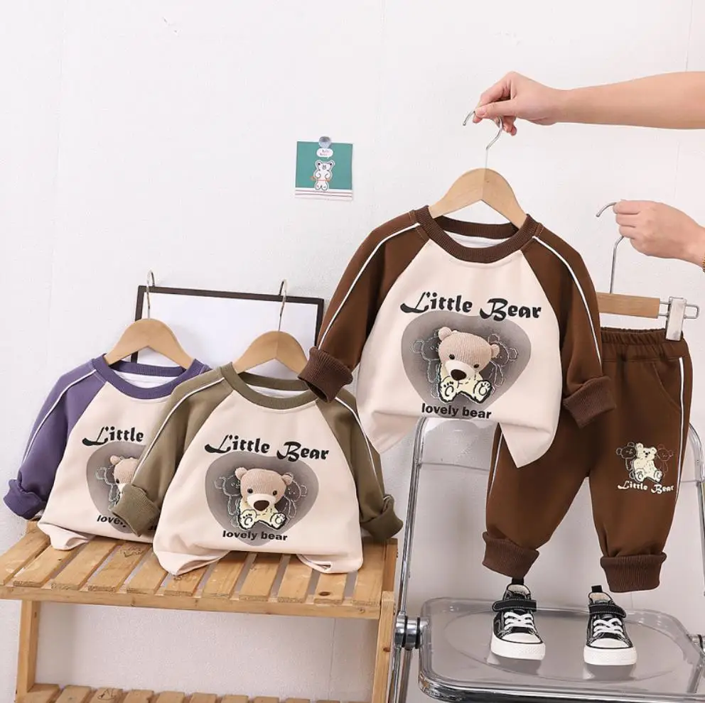 

Toddler Baby Kids Clothes Set Spring Autumn Boys Cartoon Bear O-necl Pullover Hoodies Sweatshirt and Pants Tracksuits Outfits