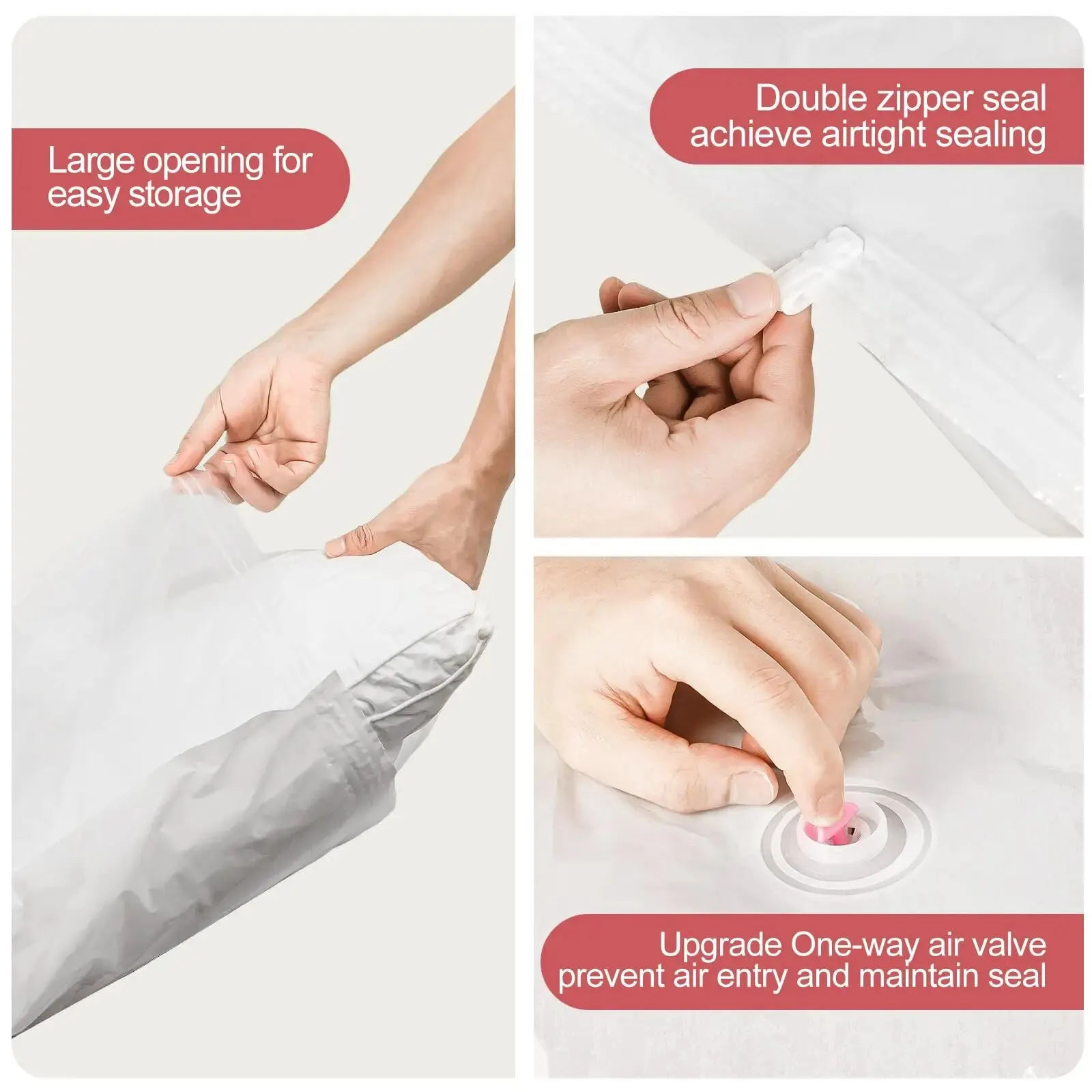 Description Picture 3 of item6 Pack Space Saver Vacuum Seal Storage Bags For Cloths, Comforters and Blankets, Compression Not Included Pump