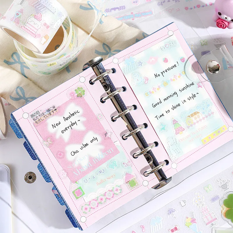 Ins Cute Girl Heart Flash Decoration Adhesive Tape PET Die Cutting Tape Handbook DIY Scrapbook Journal Collage Material Stickers 4