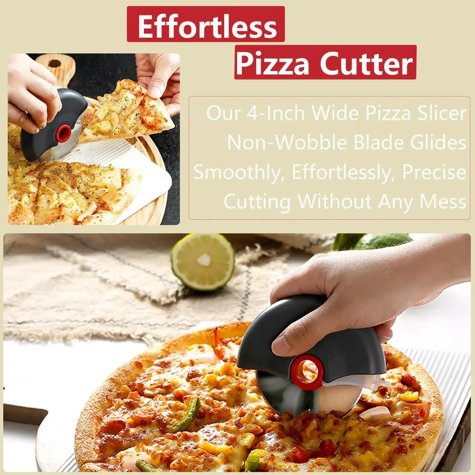 Stainless Steel Roller Cutter Multi-purpose Pizza Cake Dough Slicing Tool Baking Kitchen Accessories with Sharp Blade Wheel roller cutter pizza roller pizza roller pin