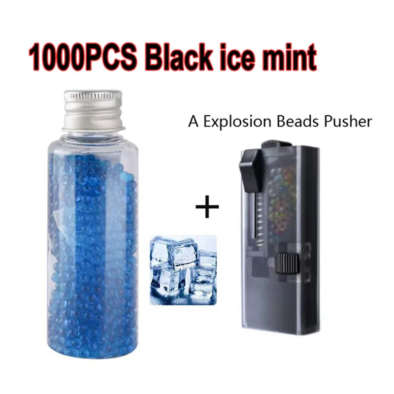 

1000PCS New Mix Black Ice Mint Cigarette Burst Bead with Pusher Flavor Menthol Crush Ball Fruit Popping Push Ball Smoking Tool