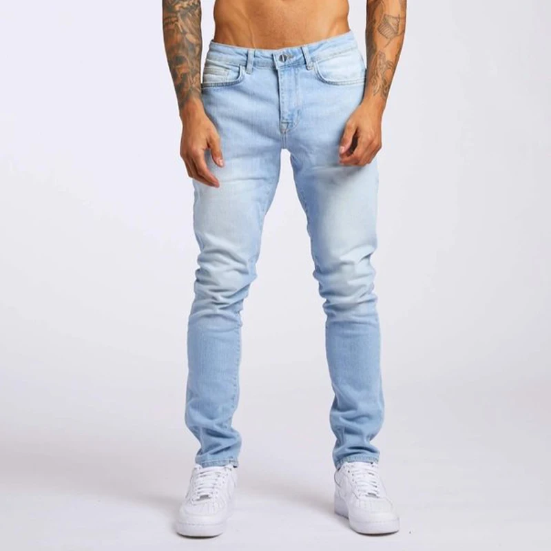 2023 New Men's Black Jeans Solid Stretch Slim Fit Denim Pants Casual SKinny Trousers Streetwear Y2K Pants Men