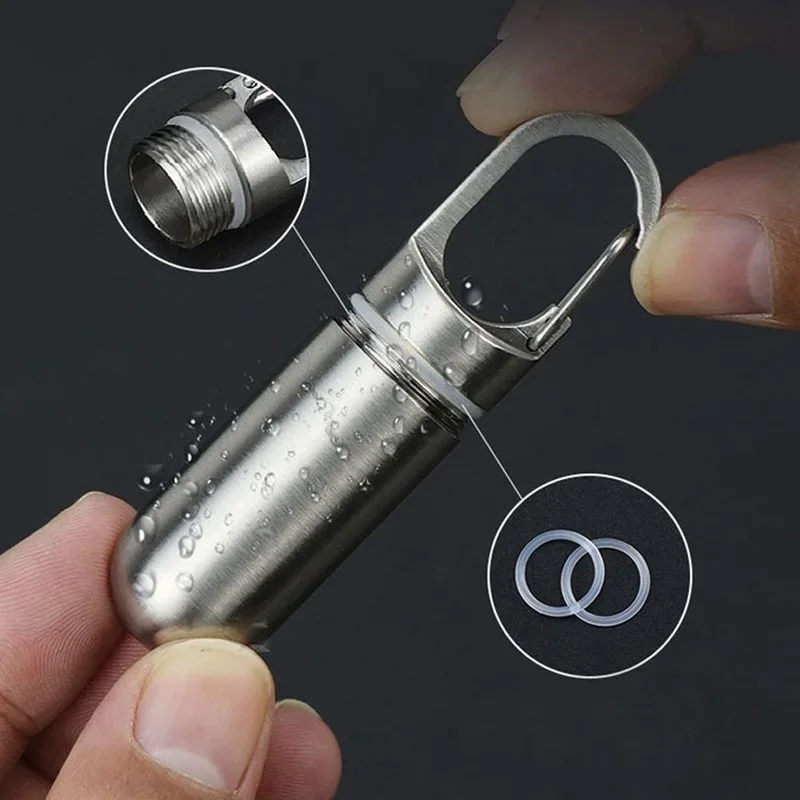 Medicine Storage Container Portable Mini Stainless Steel Sealed Capsule