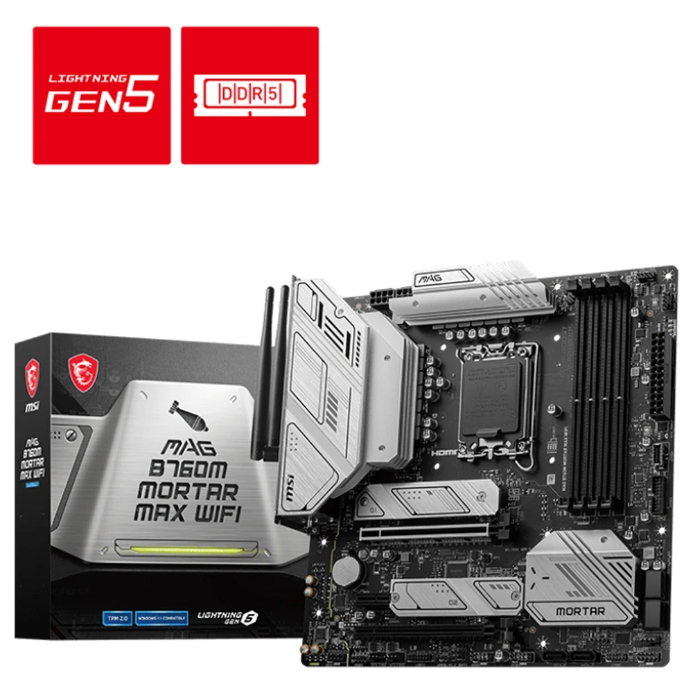 Nuova Scheda Madre Da Gioco Msi Mag B760M Mortaio Wifi Ddr5 Intel 12Th 13Th Gen Lga 1700 Pcie 5.0 M.2 128Gb Lan Usb 3.2 Matx Rgb