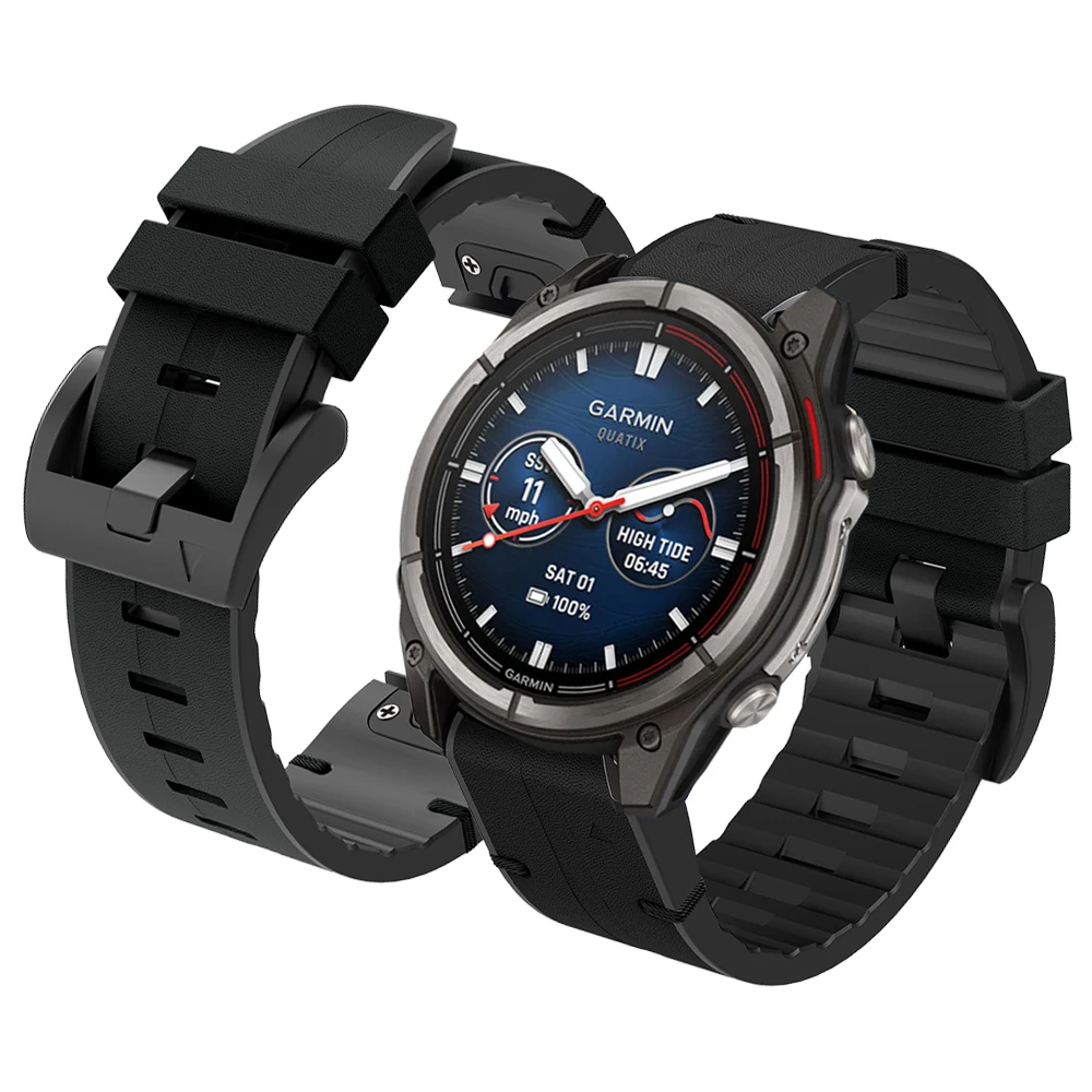 Enhanced Leather Silicone QuickFit Watch Band Strap (26mm/22mm)