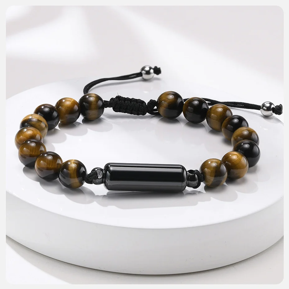 Vnox Urnen-Armbänder für Herren, verstellbares Tigerauge-Perlen-Kettenarmband, Haustierfamilie Papa Aschehalter Schmuck – Detail 5