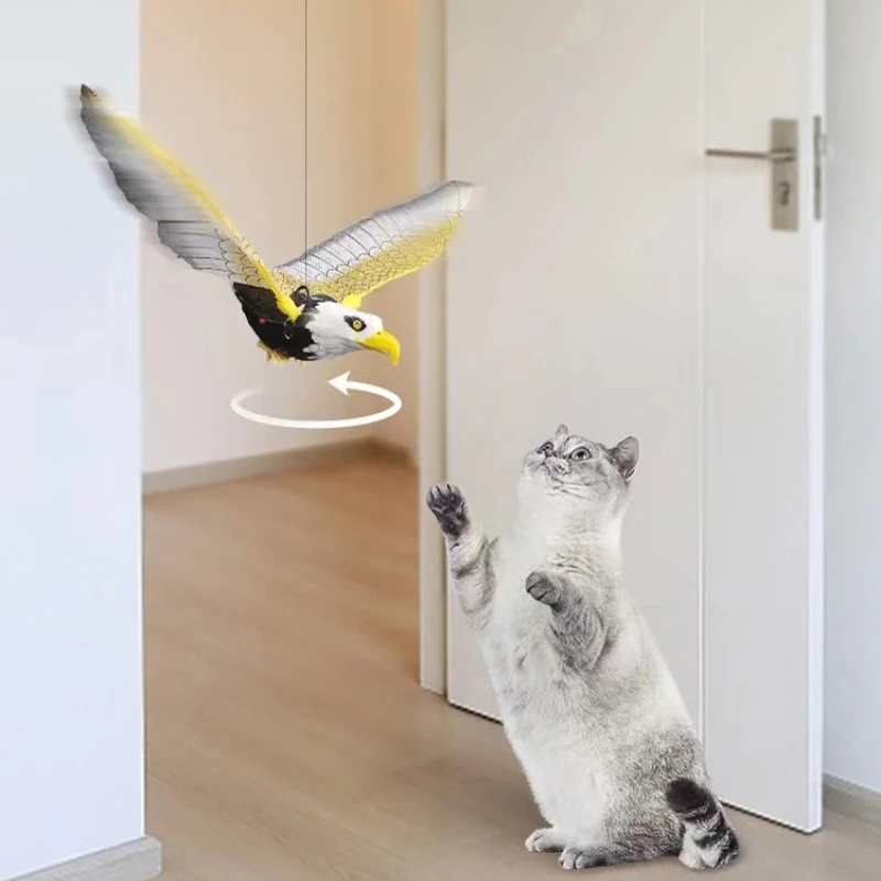 

Simulation Bird Interactive Cat Toys Electric Hanging Eagle Flying Bird Cat Teasering Play Cat Stick Scratch Rope Kitten Dog Toy